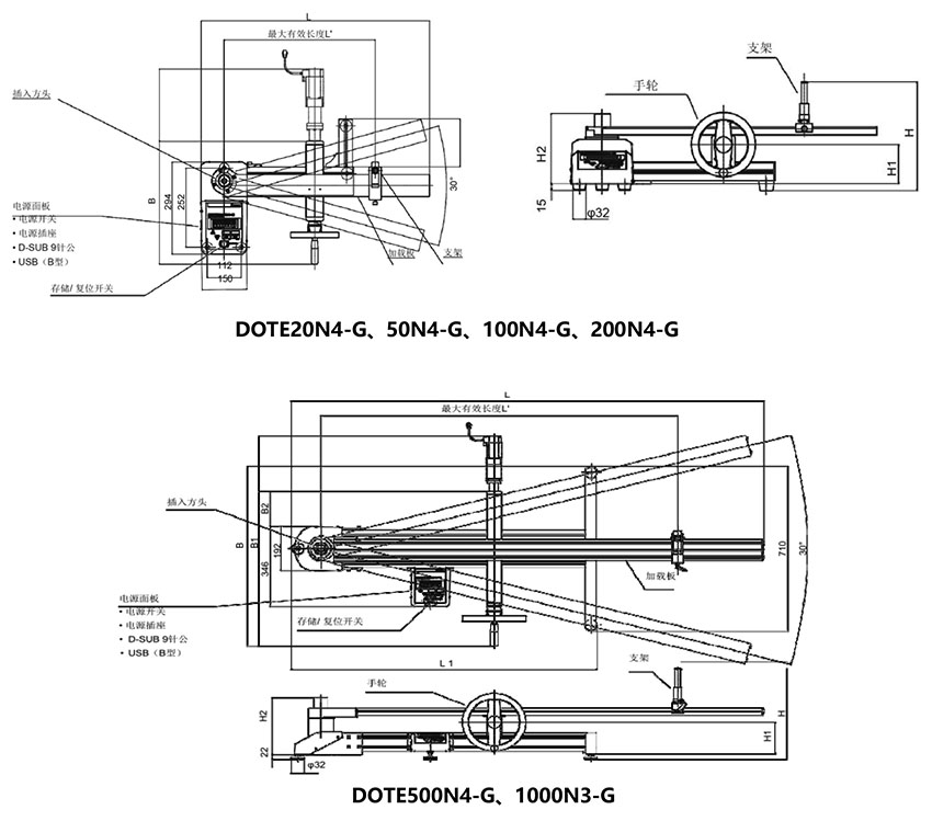 DOTE4-G系列數(shù)字式扭力扳手檢測儀結構圖